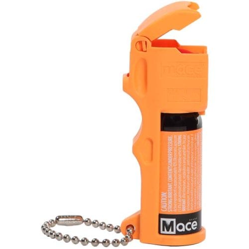 Mace Brand Pepper Spray Pocket Model Neon Orange Left Side View.
