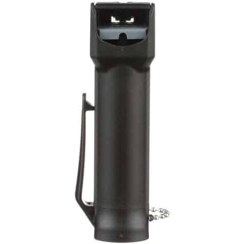 Mace Brand Police Model Pepper Spray With Belt Clip Back View.