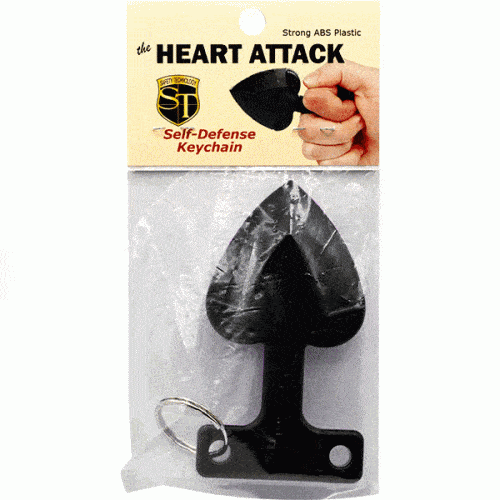 Black Heart Attack Self Defense Keychain In Package.