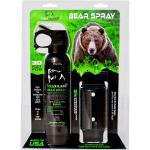 Front View Of Grizzgaurd See Through Package Showing The Product With An Image Of A Bear.